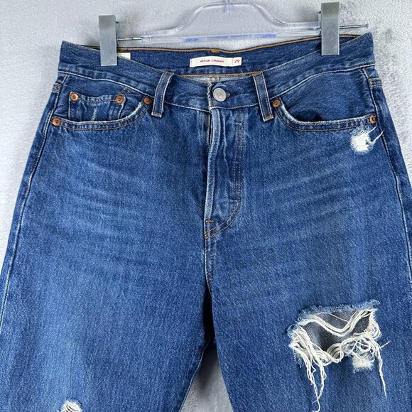 Levis Jeans Wedgie Straight Leg Distressed Mid-Rise Light Wash Size 29 - Picture 5 of 15